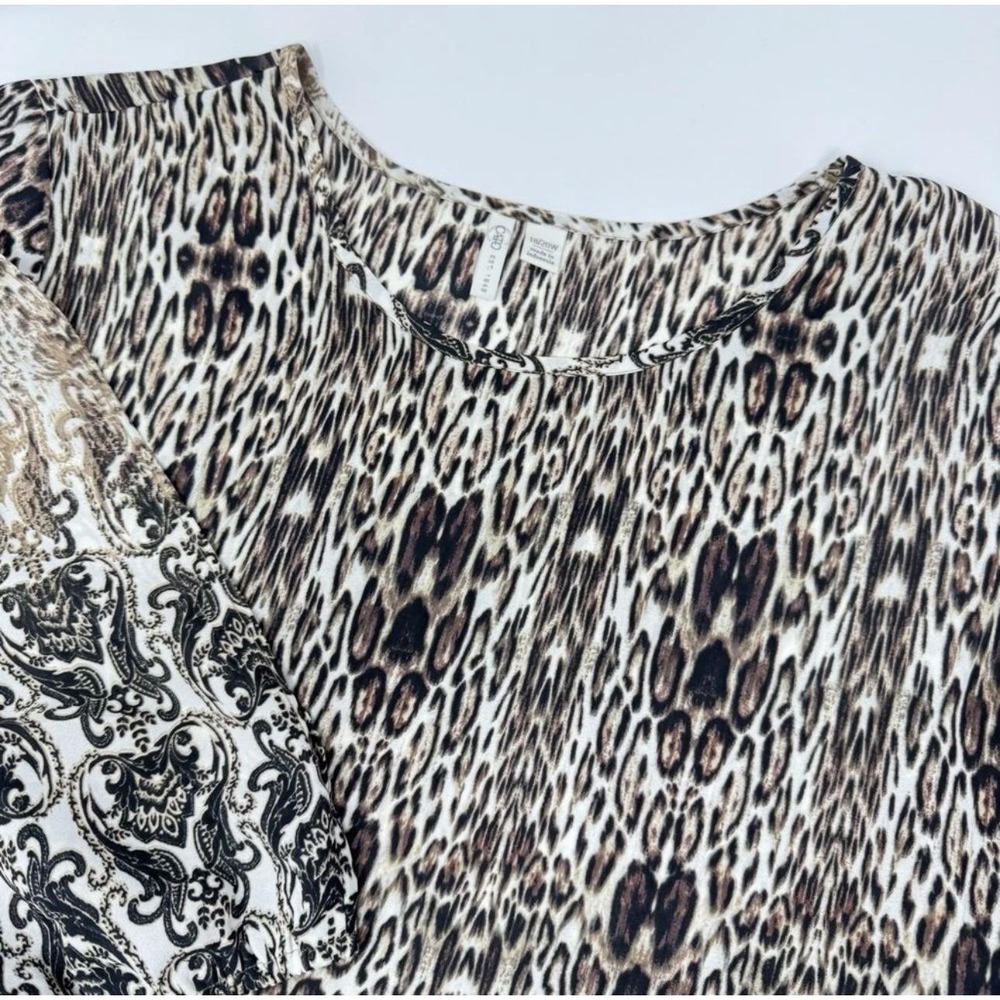 Cato Tunic Shirt Womens 18/20W Animal Print Paisley Boho 3/4 Sleeve Top‎ Plus - Picture 7 of 8
